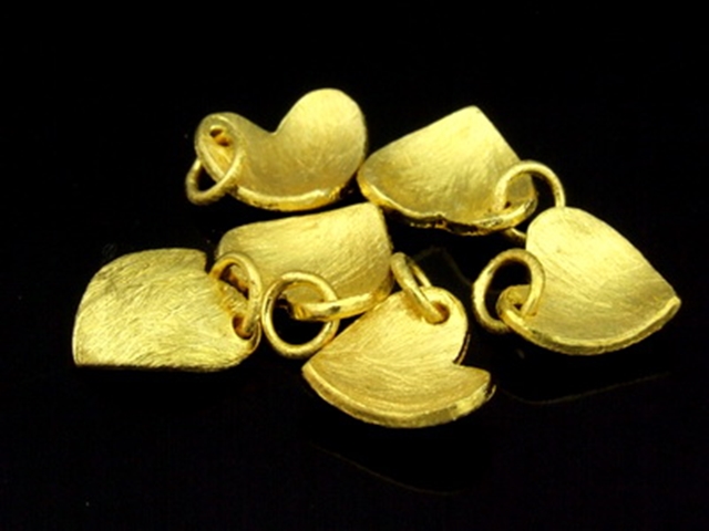 KG-466 24K gold vermeil Karen hill tribe handmade silver 4 satin puffy round charm