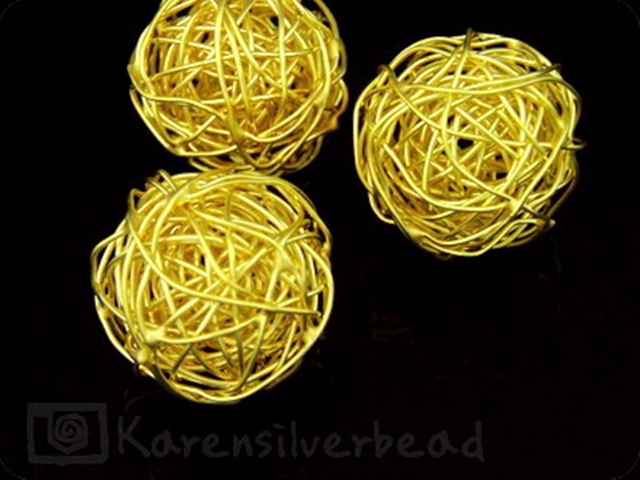 KG-027 24K gold vermeil 1 thai karen hill tribes handmade silver wire ball bead 