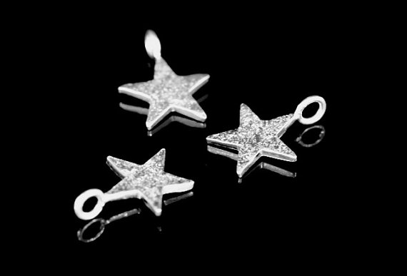3KH-010 thai karen hill tribe handmade silver 6 die cut star shape charm 10.0 mm