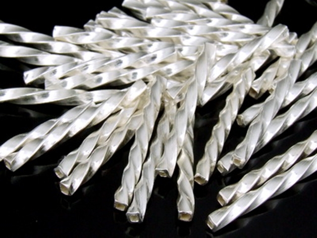 KC-033 Thai karen hill tribe handmade silver 15 twist bar tube bead