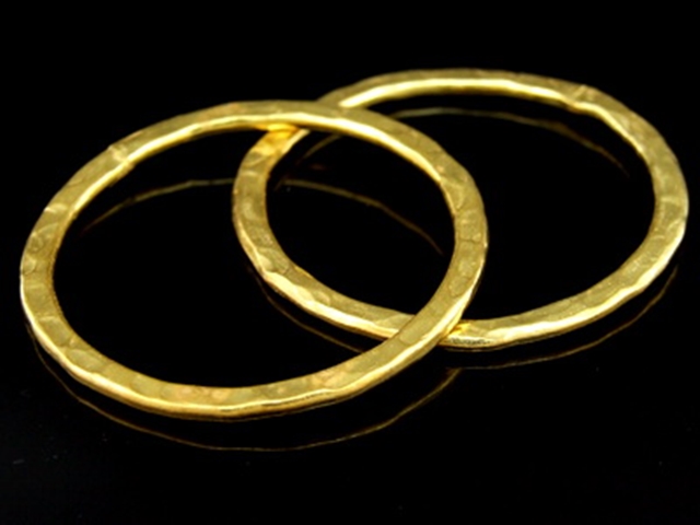 KG-276 24K gold vermeil Karen hill tribe handmade silver 1huge hammered round hoop