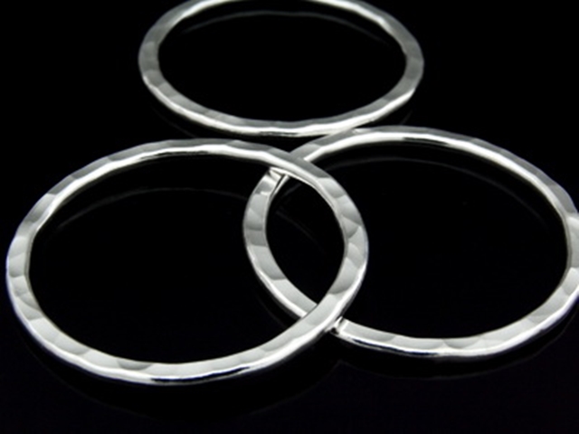 KA-066 Thai karen hill tribe handmade silver 1 hammered round hoop