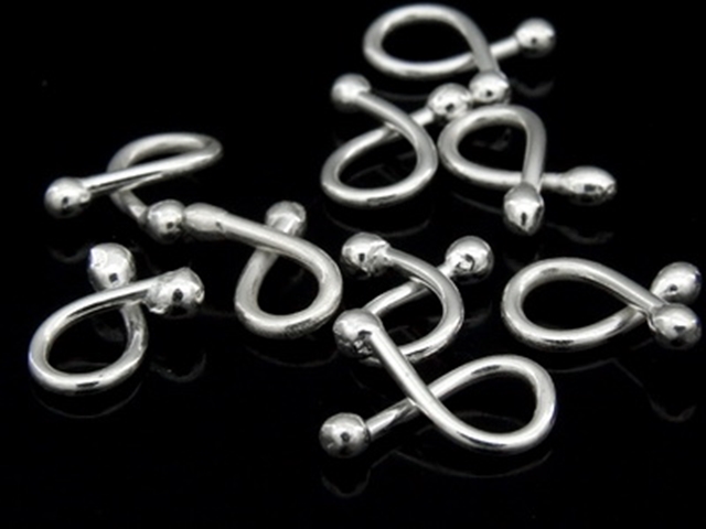 KP-009 Thai karen hill tribe handmade silver 10 dot end bend bar bead 