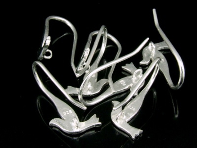 KA-117 Thai karen hill tribes handmade over silver pair bird diecut earring hook 