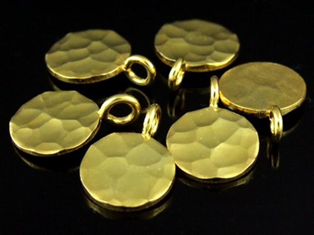 KG-223 24k gold vermeil 2 thai karen hill tribes handmade silver hammered round disc charm