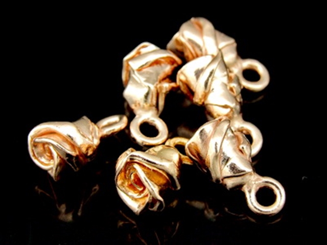 KZ-016 24K rose gold vermeil thai karen hill tribe handmade silver 2 small rose charm