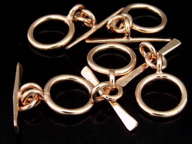 KZ-190 24K rose gold vermeil thai karen hill tribe handmade silver 2 flat round bar toggle 