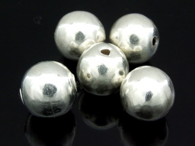 KW-007 Thai karen hill tribe handmade silver 2 smooth shiny round ball bead 