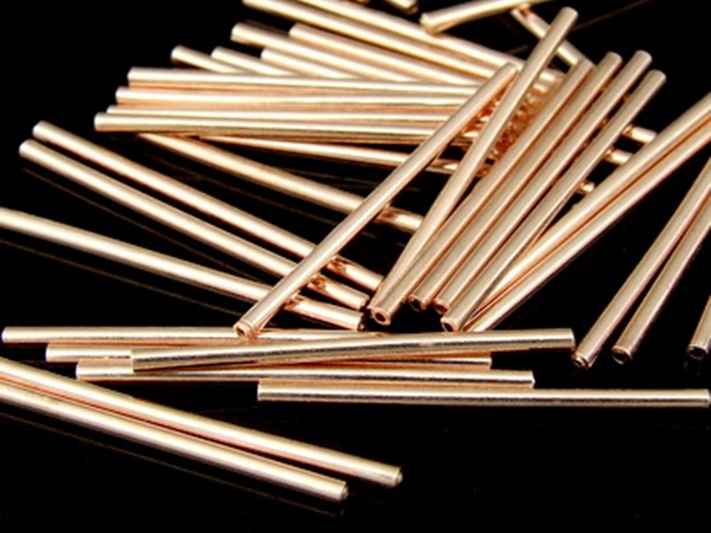 KZ-035 24K rose gold vermeil thai karen hill tribe handmade silver 20 plain tube bead