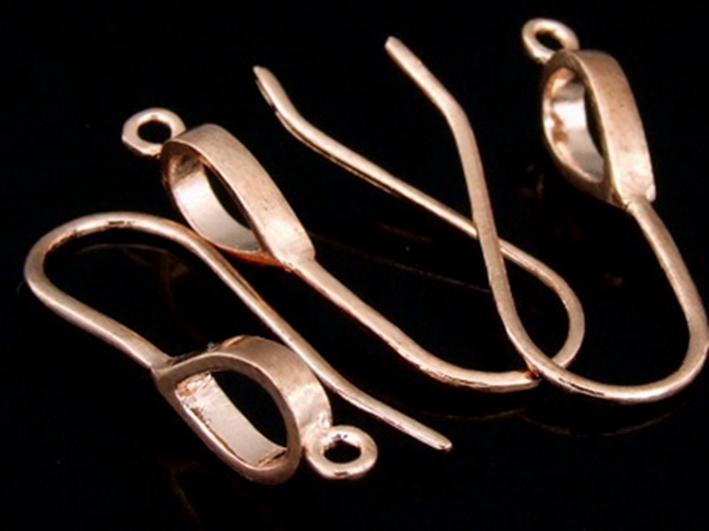 KZ-212 Thai karen hill tribes handmade 24K rose gold vermeil over silver pair teardrop earring hook