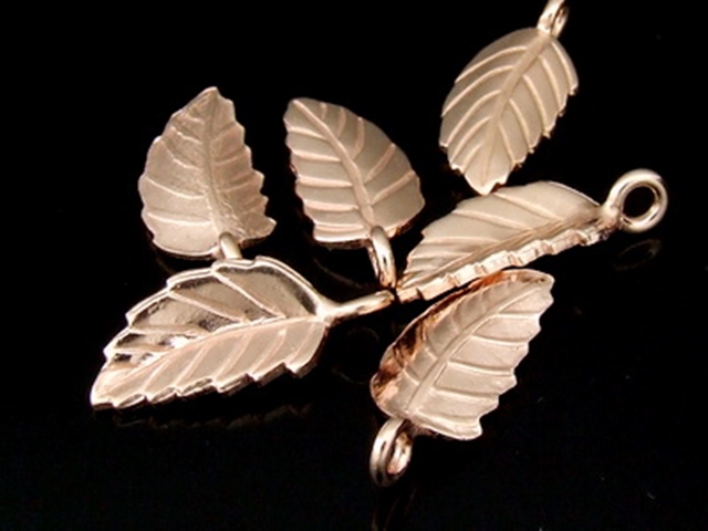KZ-062 24K rose gold vermeil thai karen hill tribe handmade silver 3 small leaf charm 