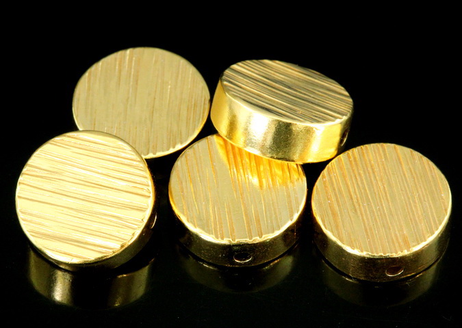 KG-567 Thai karen hill tribe silver 2 gold vermeil line hammered scratch cylinder round shaped bead