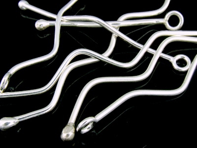 2KH-002 Thai karen hill tribe handmade silver 4 wavy bar charm