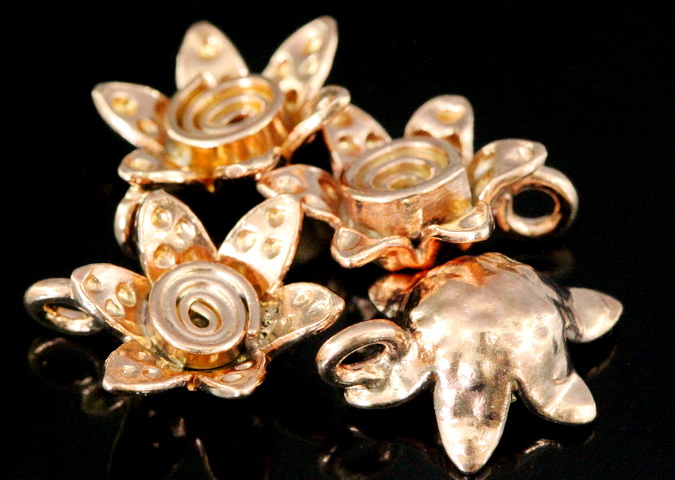 KZ-246 Thai karen hill tribe handmade silver 2 rose gold vermeil medium wild flower charm