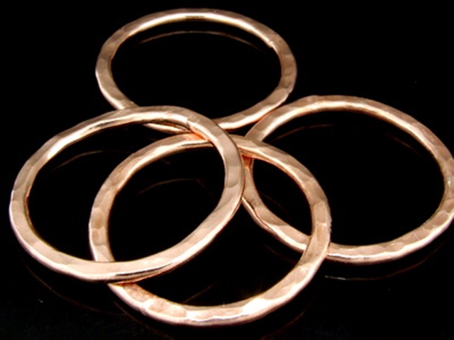 KZ-120 24K rose gold vermeil thai karen hill tribe handmade silver 1 large hammered round hoop