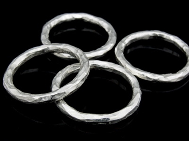 KA-106 Thai karen hill tribe handmade silver 1 hammered round hoop