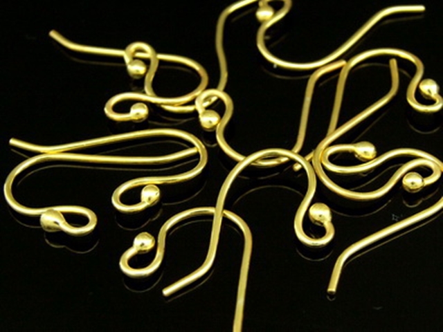 KG-180 24K gold vermeil 10 thai karen hill tribe handmade silver Dot end earring hook