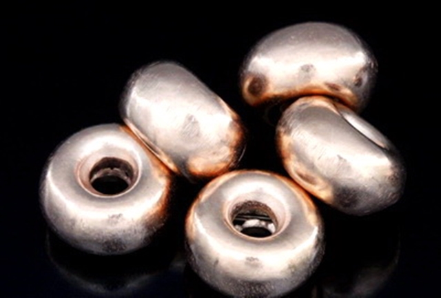 KZ-215 24K rose gold vermeil thai karen hill tribe handmade silver 4 plain round bead 