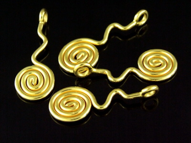 KG-138 24K gold vermeil 5 thai karen hill tribes handmade silver  swire wire charm 