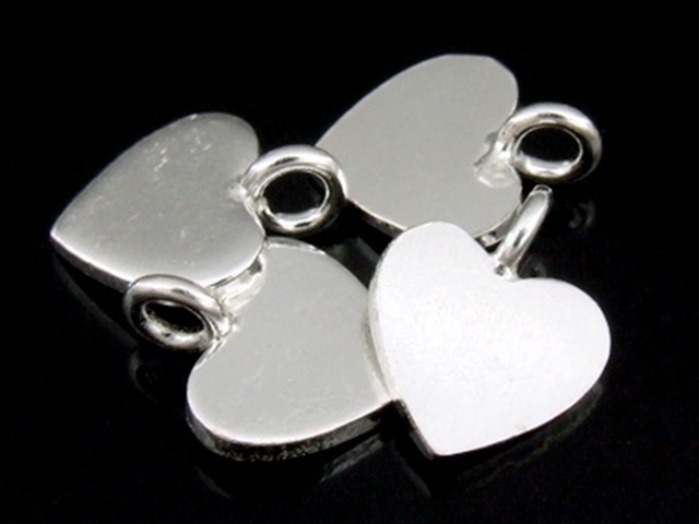3KH-084 Thai karen hill tribe handmade silver 7 plain heart shape charm