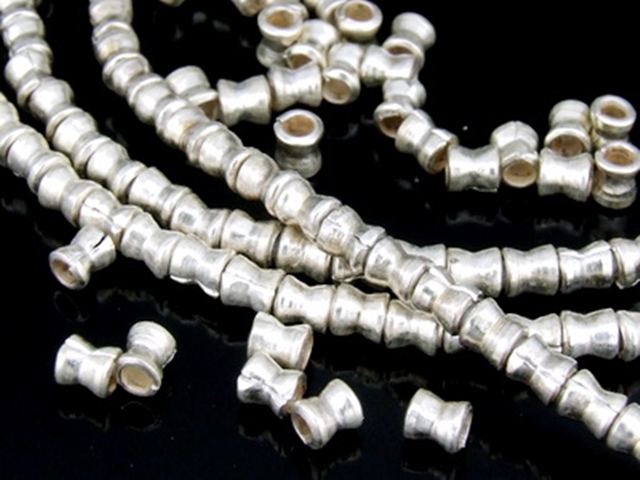 KK-005 Thai karen hill tribe handmade silver 20 mini hourglass bead 
