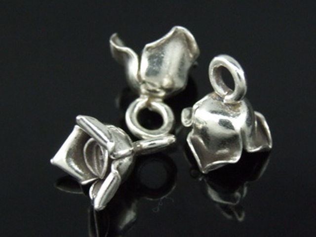 4KH-033 Thai karen hill tribe handmade silver 4 small rose charm