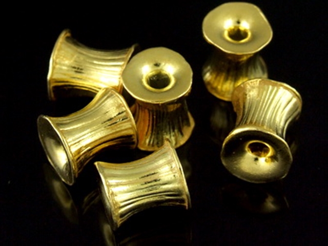 KG-119 24K gold vermeil Karen hill tribe handmade silver 2 drum shape bead 