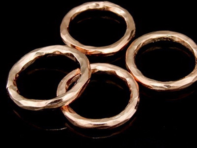 KZ-138 24K rose gold vermeil thai karen hill tribe handmade silver 2 hammered round hoop