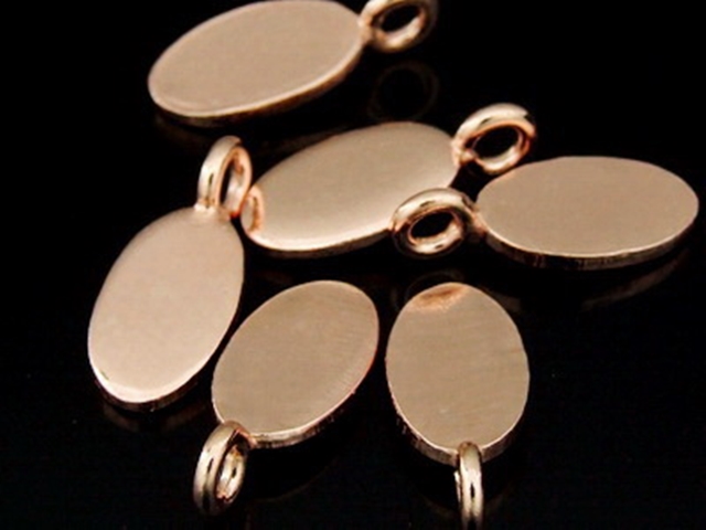 KZ-146 24K rose gold vermeil thai karen hill tribe handmade silver 4 Smooth oval flat disc charm
