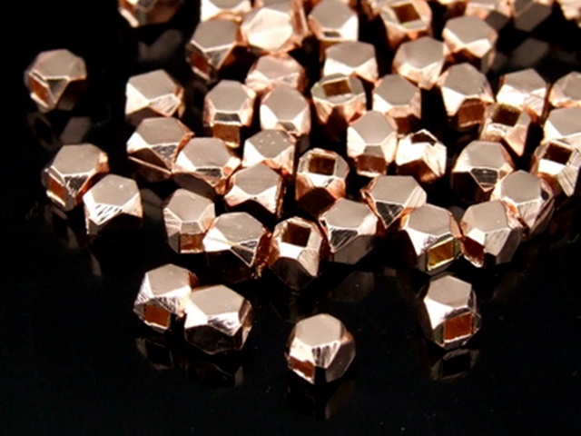 KZ-030 24K rose gold vermeil thai karen hill tribe handmade silver 50 small facet bead