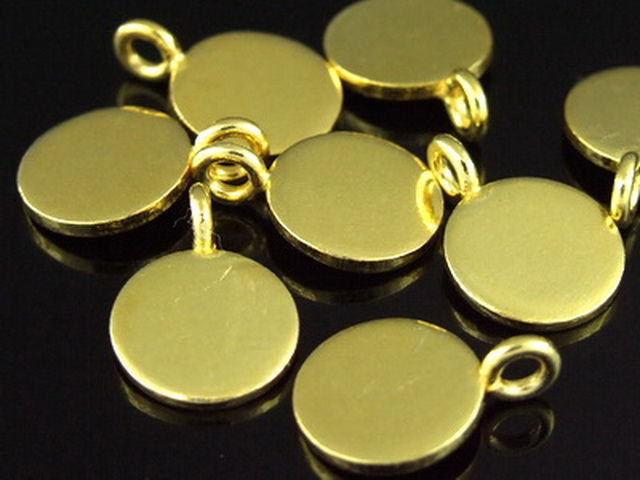 KG-231 24K gold vermeil 5 thai karen hill tribes handmade silver plain disc charm