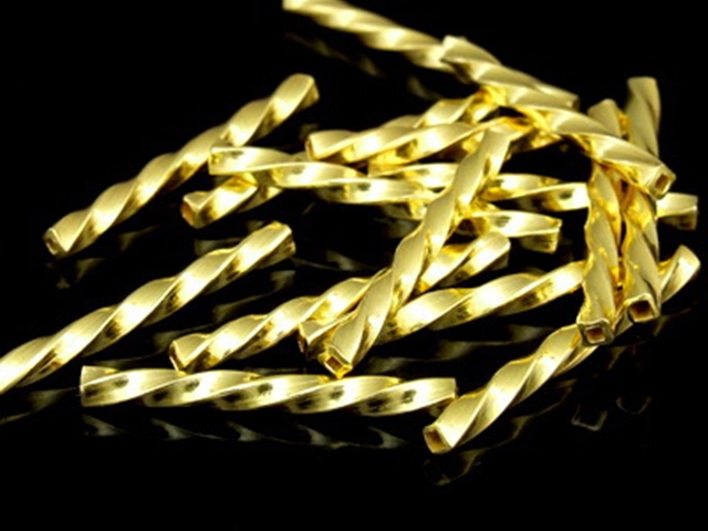 KG-358 24K Gold vermeil thai karen hill tribe handmade silver  10 Silver screw tube bead