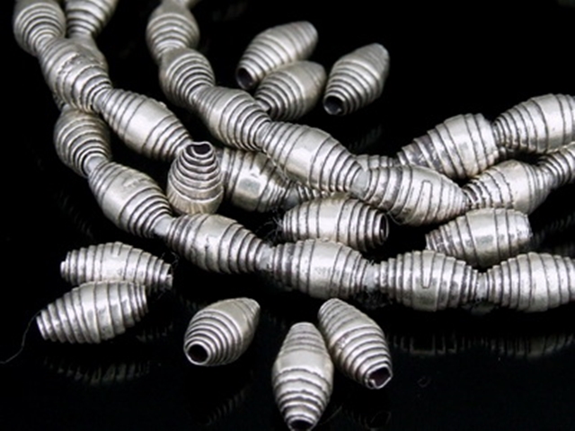 KH-002 Thai karen hill tribe handmade silver 20 small wrap bicone bead