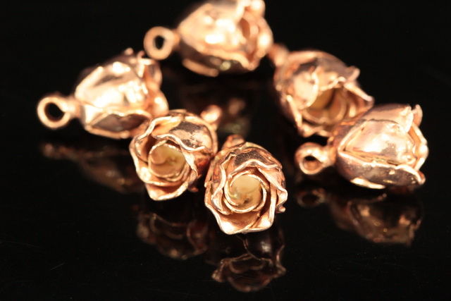 KZ-082 thai karen hill handmade tribe silver 2 rose gold vermeil rose charm