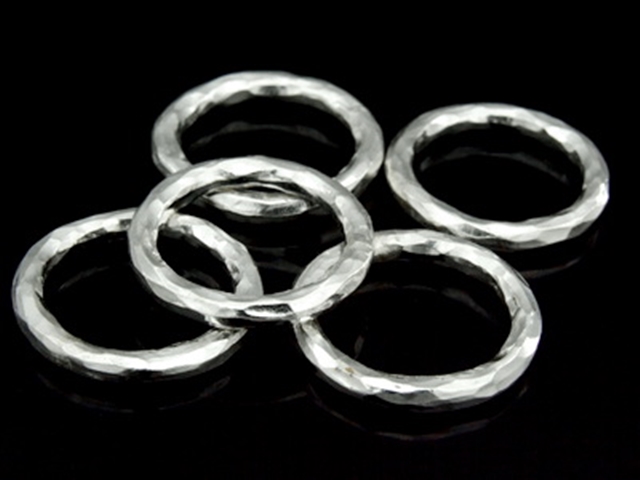 KA-104 Thai karen hill tribe handmade silver 3 hammered round hoop