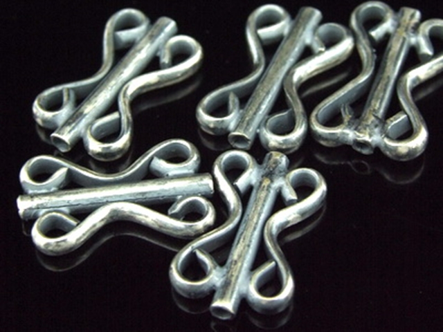 8KH-021 Thai karen hill tribe handmade silver 4 black&white fancy tube bead