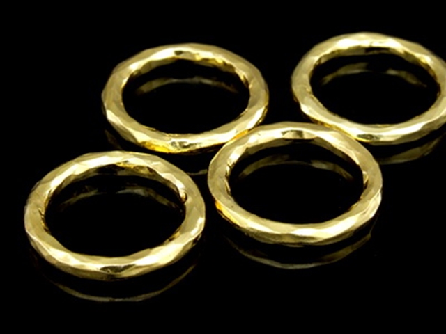 KG-367 24K gold vermeil Karen hill tribe handmade silver 2 hammered round hoop