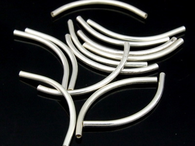 KC-006 Thai karen hill tribe handmade silver 25 plain curve tube bead