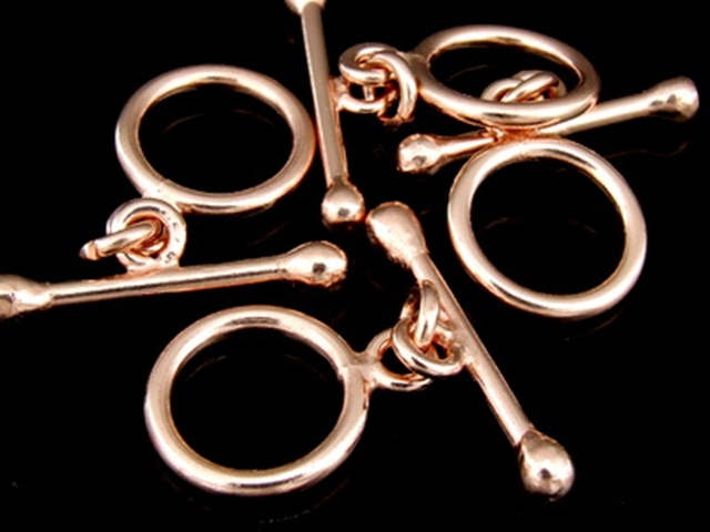 KZ-106 24K rose gold vermeil thai karen hill tribe handmade silver 1 plain round toggle