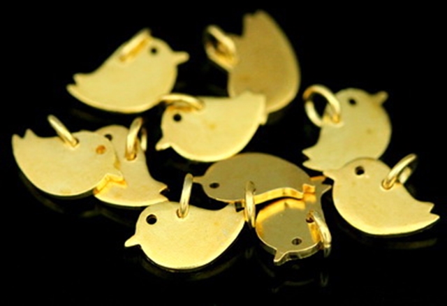 KG-546 Thai karen hill tribe silver 8 gold vrmeil small die cut bird shape charm