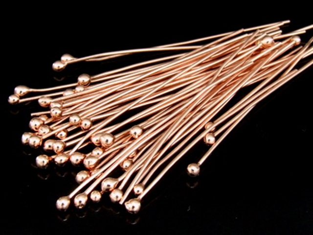 KZ-111 24K rose gold vermeil thai karen hill tribe handmade silver 20 round ball headpin