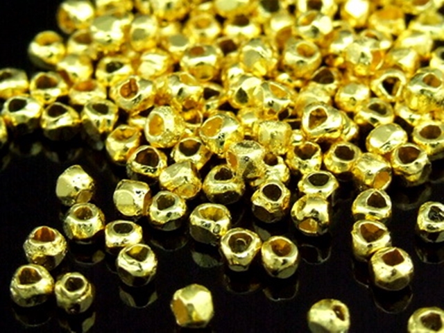 KG-313 24K gold vermeil Karen hill tribe handmade silver 50 mini facet bead 