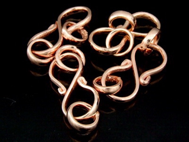 KZ-134 24K rose gold vermeil thai karen hill tribe handmade silver 2 oval plain S. clasp 