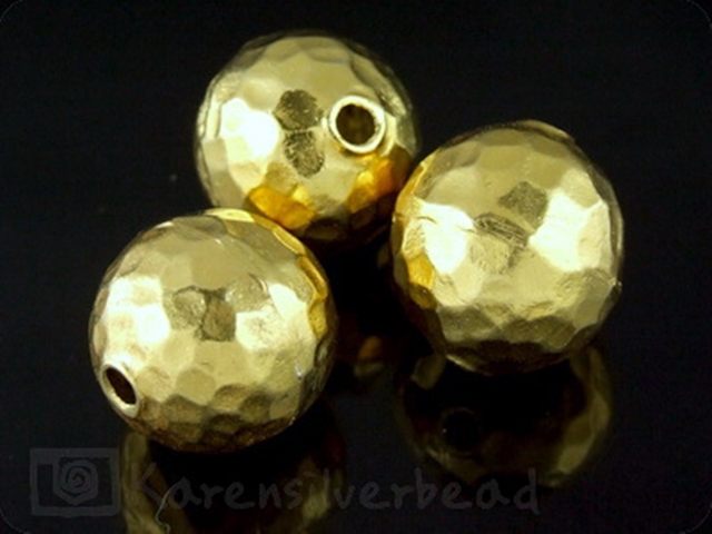 KG-033 24K gold vermeil 1 thai karen hill tribes handmade silver hammered ball bead 