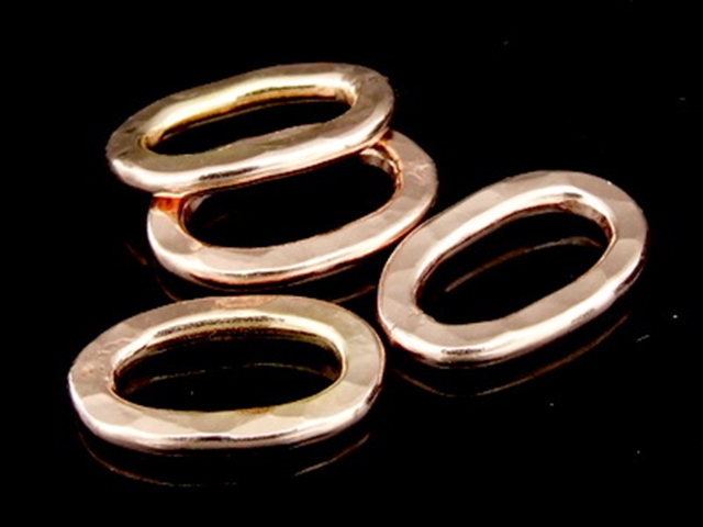 KZ-127 24K rose gold vermeil thai karen hill tribe handmade silver 4 hammered oval hoop