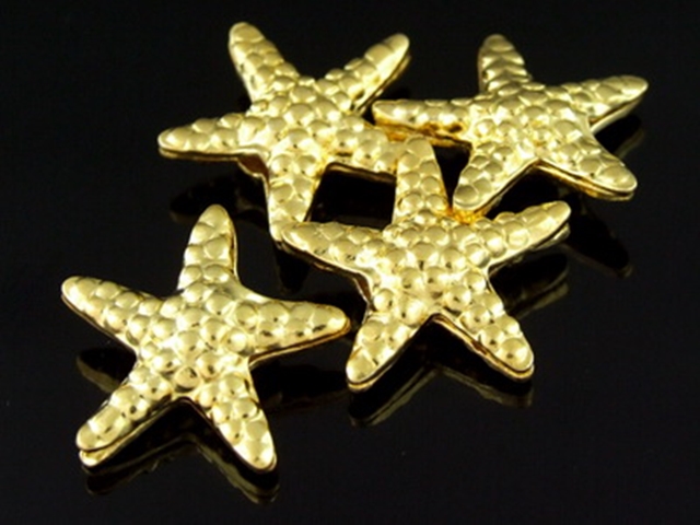 KG-066 24K gold vermeil 2 thai karen hill tribes handmade silver  starfish bead