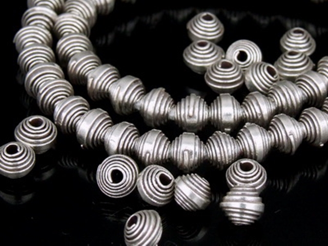KH-001 Thai karen hill tribe handmade silver 20 small wrap bicone bead