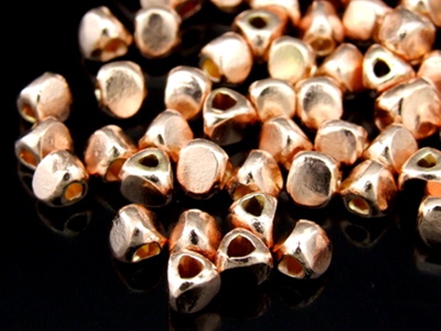 KZ-051 24K rose gold vermeil thai karen hill tribe handmade silver 10 Mini plain 3 facet bead