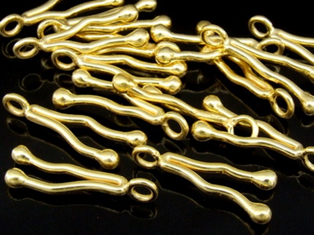 KG-257 24K gold vermeil Karen hill tribe handmade silver 2 twin wavy charm