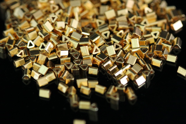 KG-597 thai karen hill tribes silver 50 gold vermeil mini triangle bead